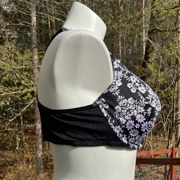 COPY - Catharines front close racer back black/white floral print bra 46C NWT - Picture 6 of 6